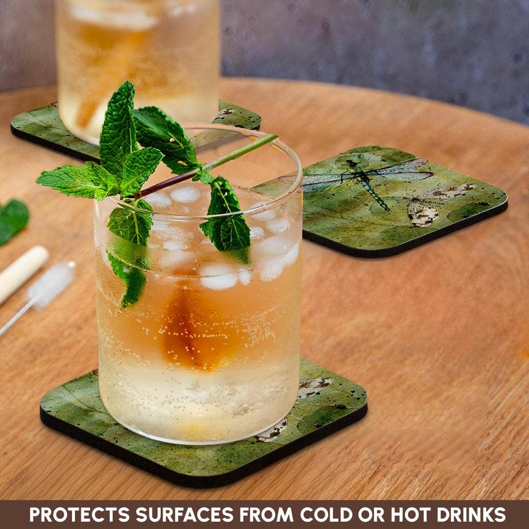 Dragonfly Vintage Collage, Soft Coaster