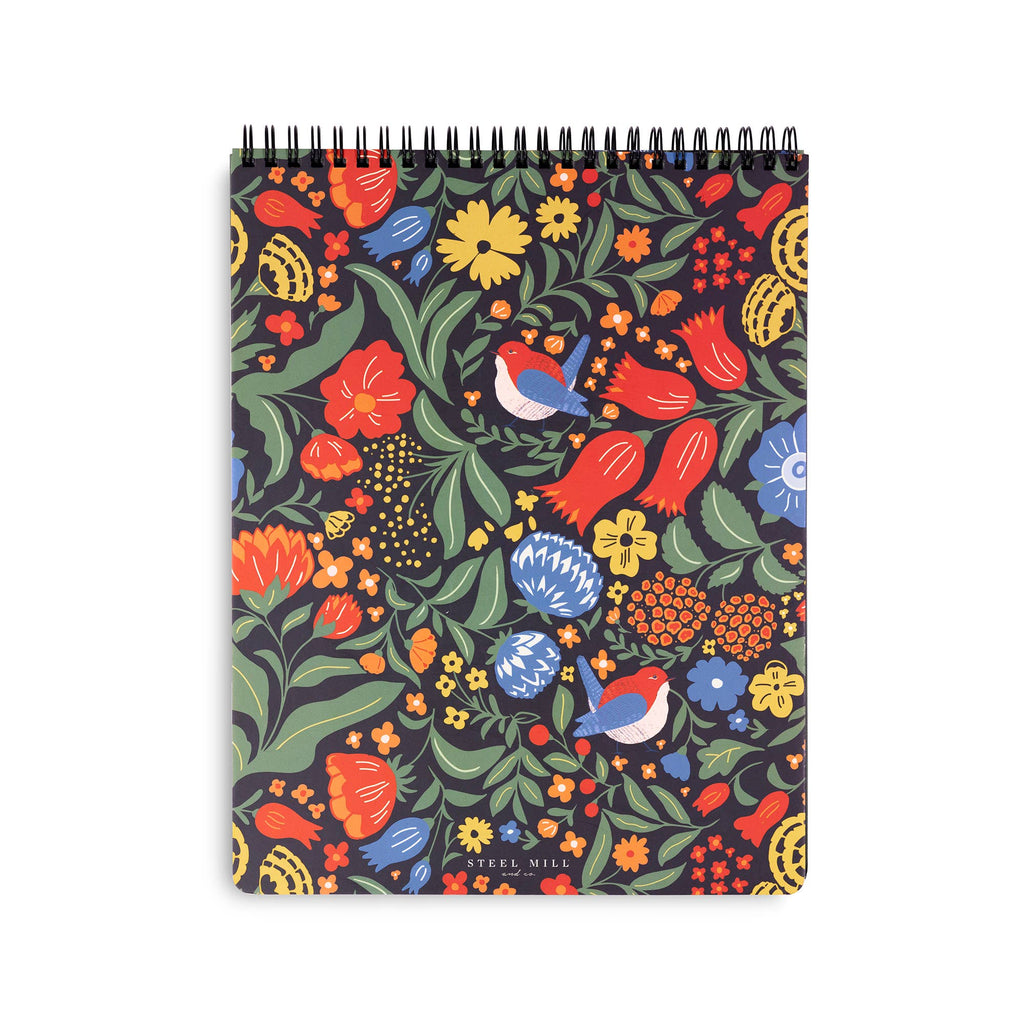 Large Top Spiral Notebook, Wanderlust Black