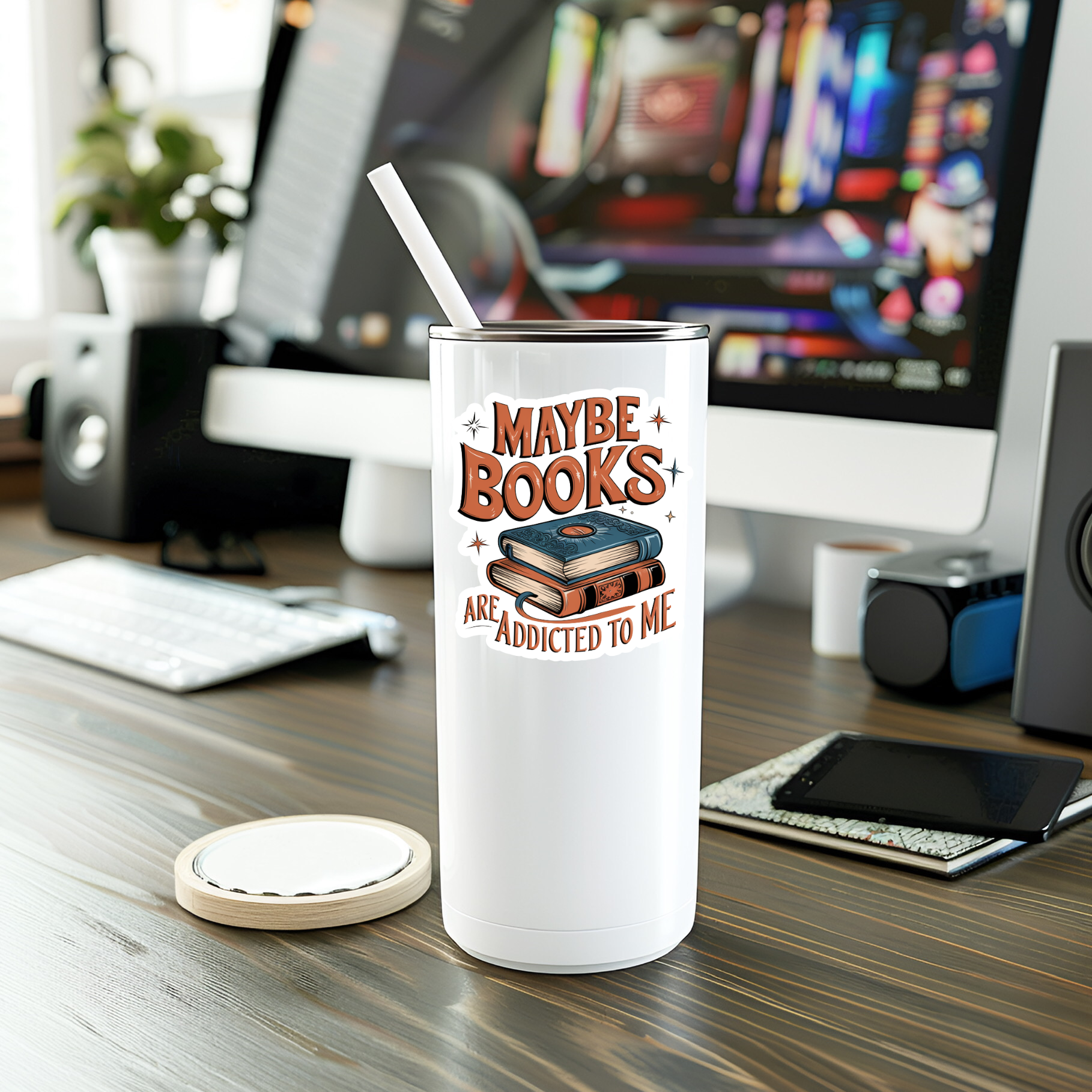 Maybe Books Are Addicted To Me Vinyl Sticker