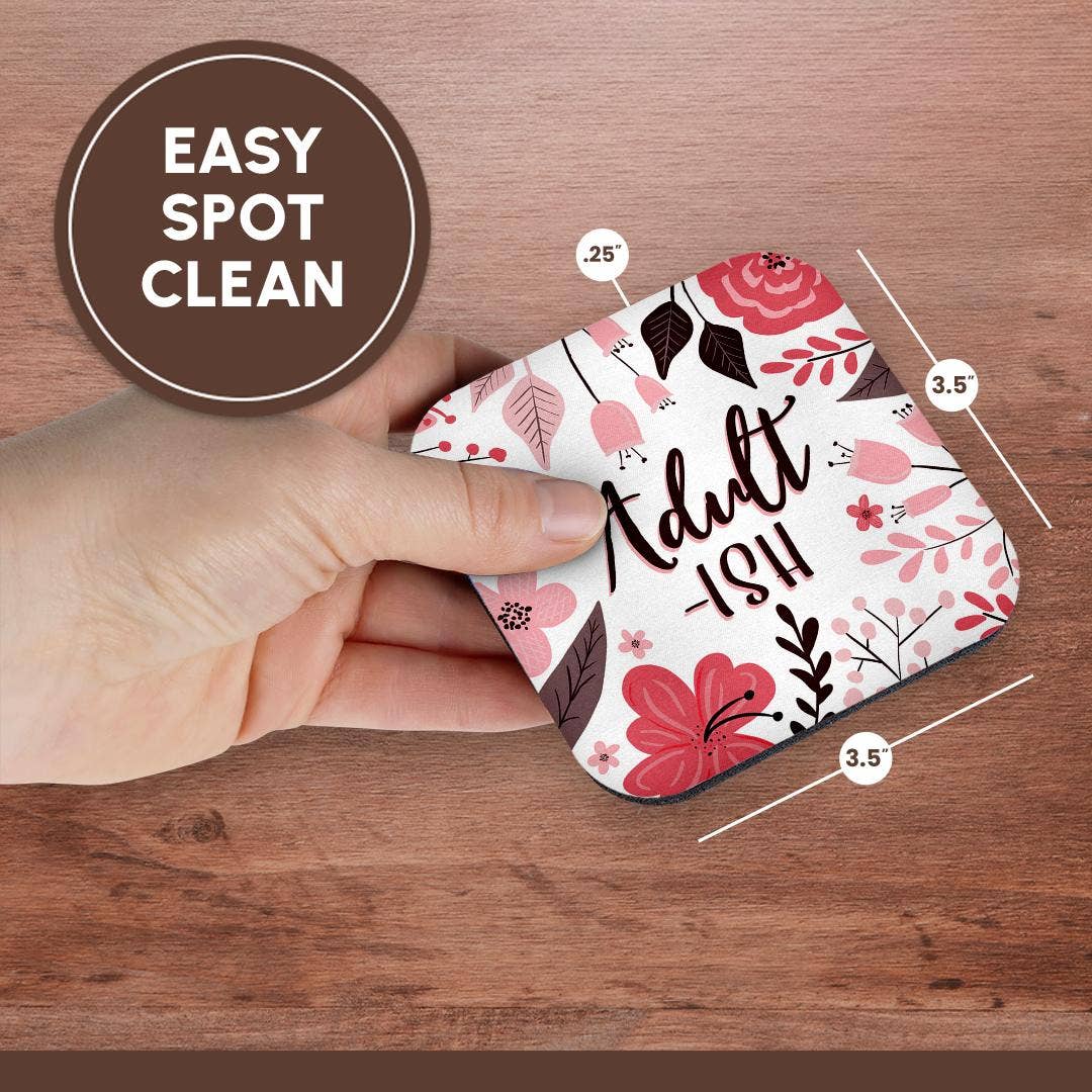 Adultish - Pretty Pink Floral, Soft Coaster