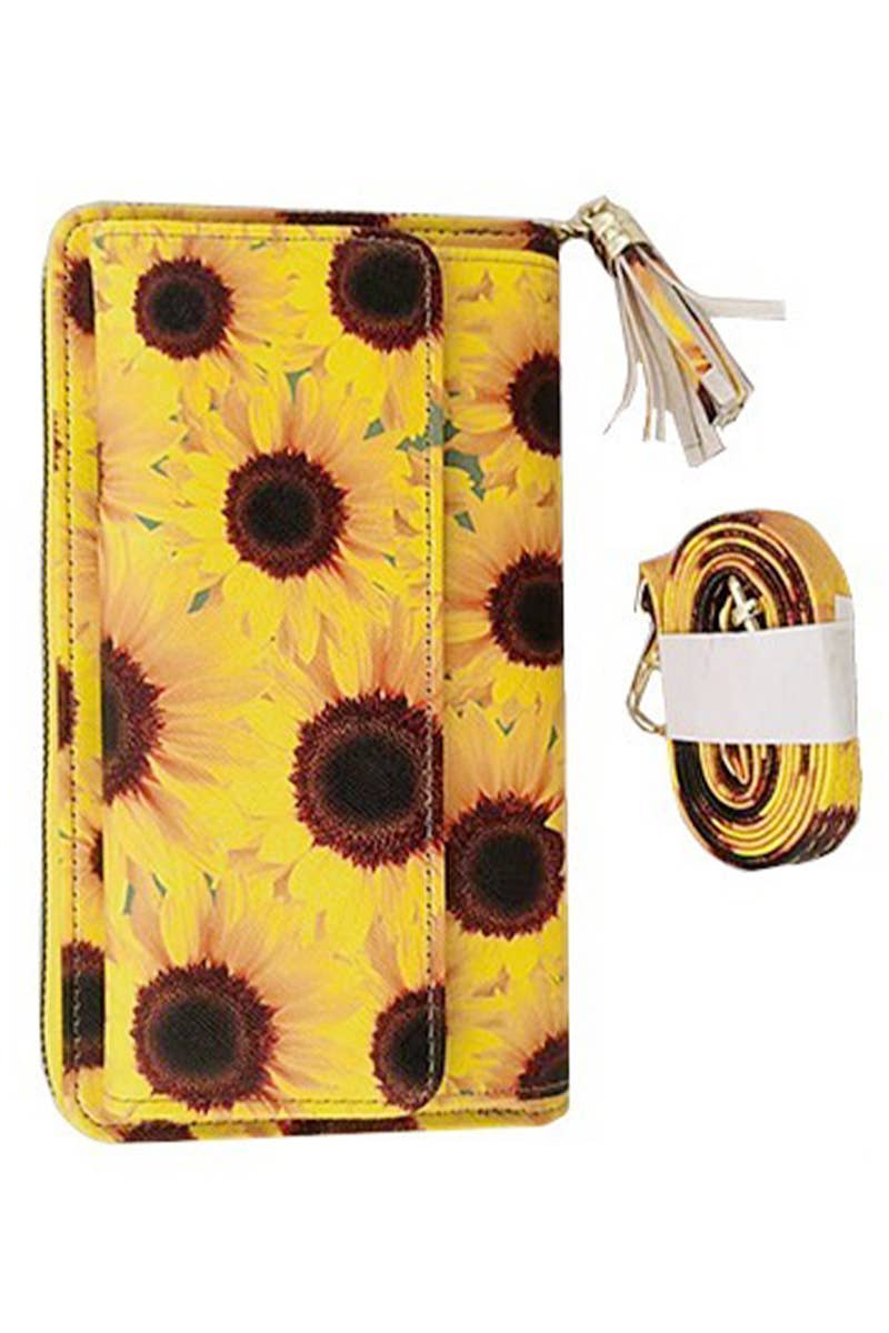 Sunflower Front Flap Clutch Evening Crossbody Bag