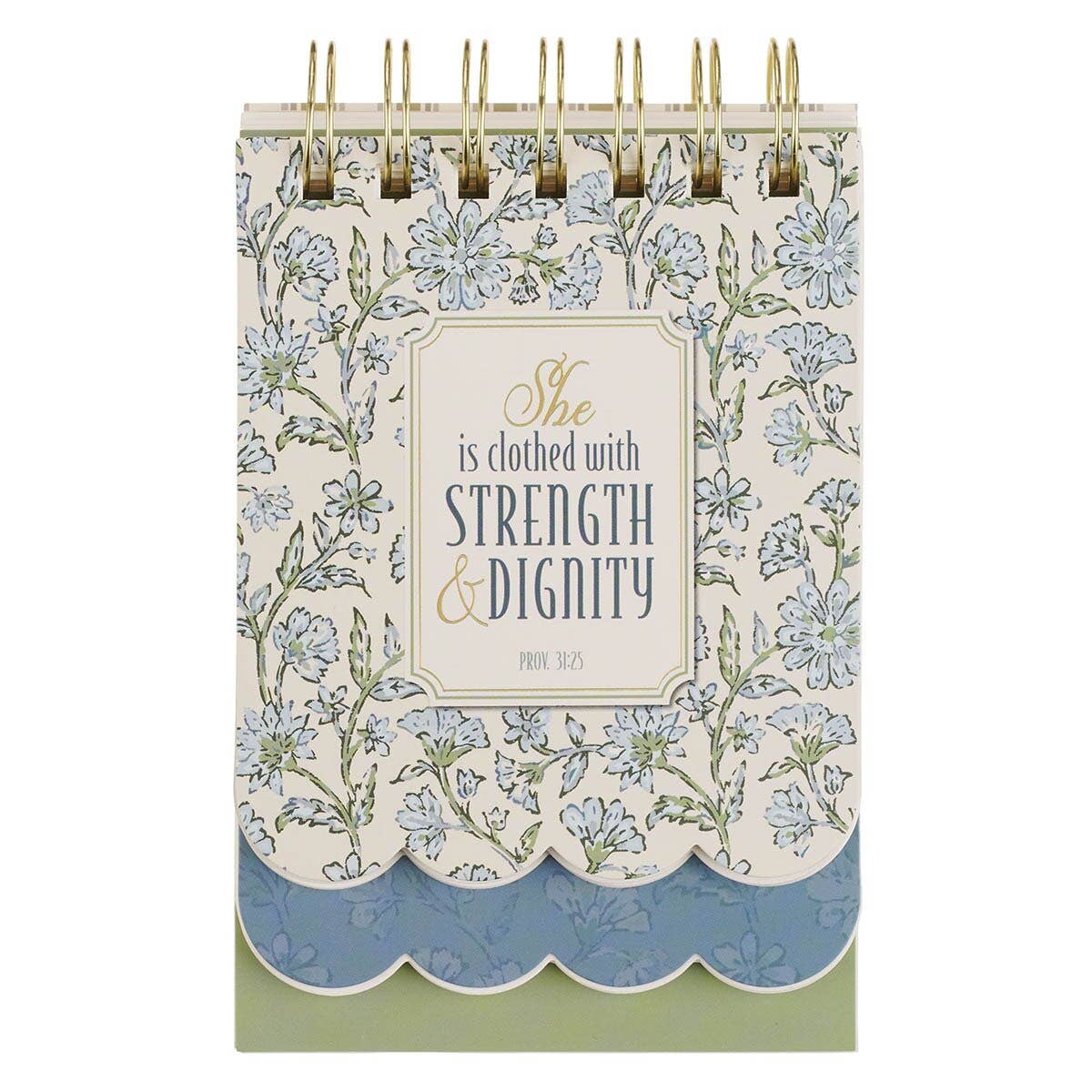 Spiral Notepad SM Blue Floral Strength & Dignity Prov 31:25