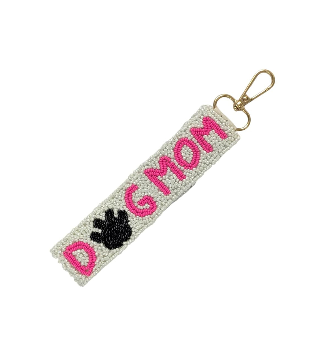 Ladies Dog Mom Beaded Wristlet Strap Key Chain