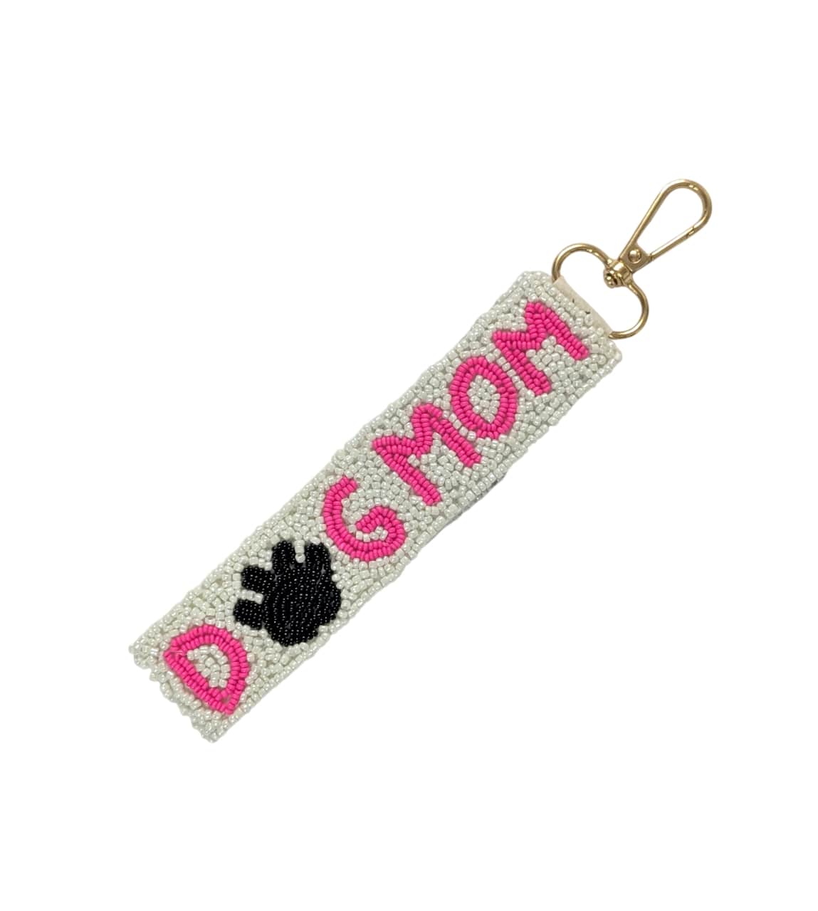 Ladies Dog Mom Beaded Wristlet Strap Key Chain