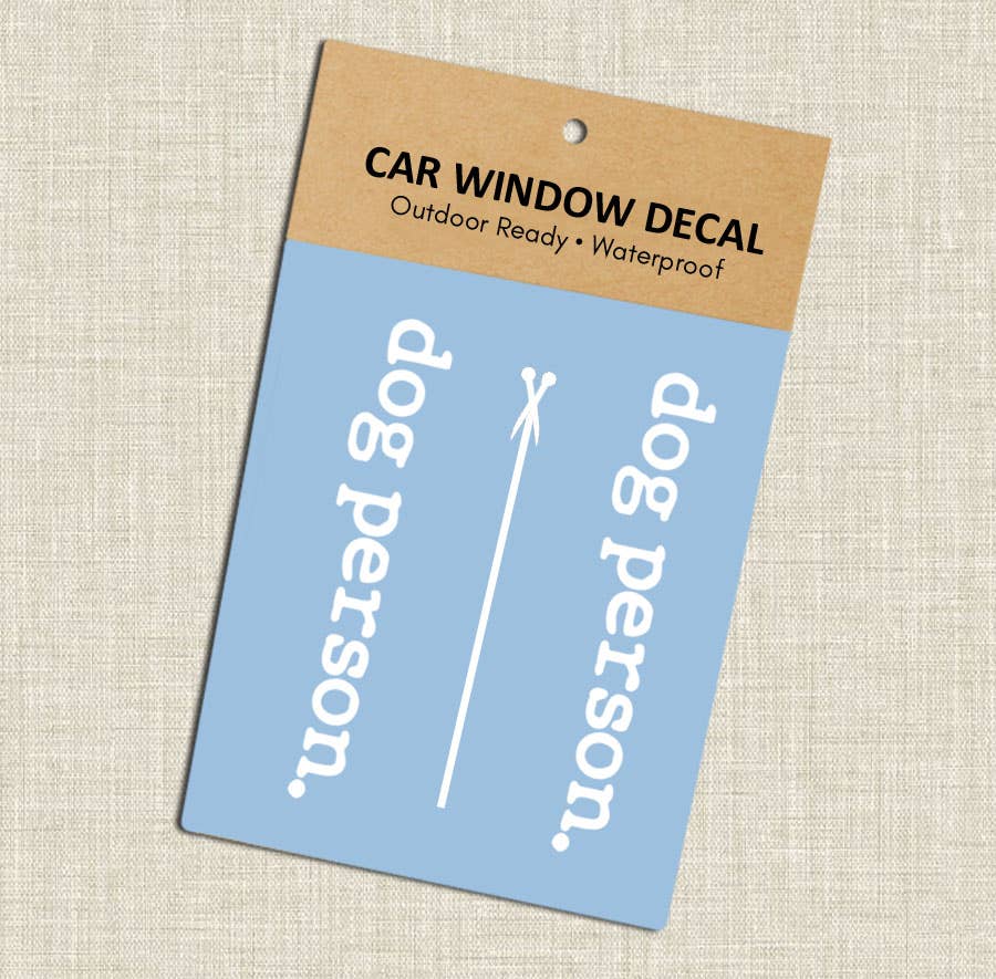 Dog Person White Vinyl Car Window Decal (2-Pack, Packaged)