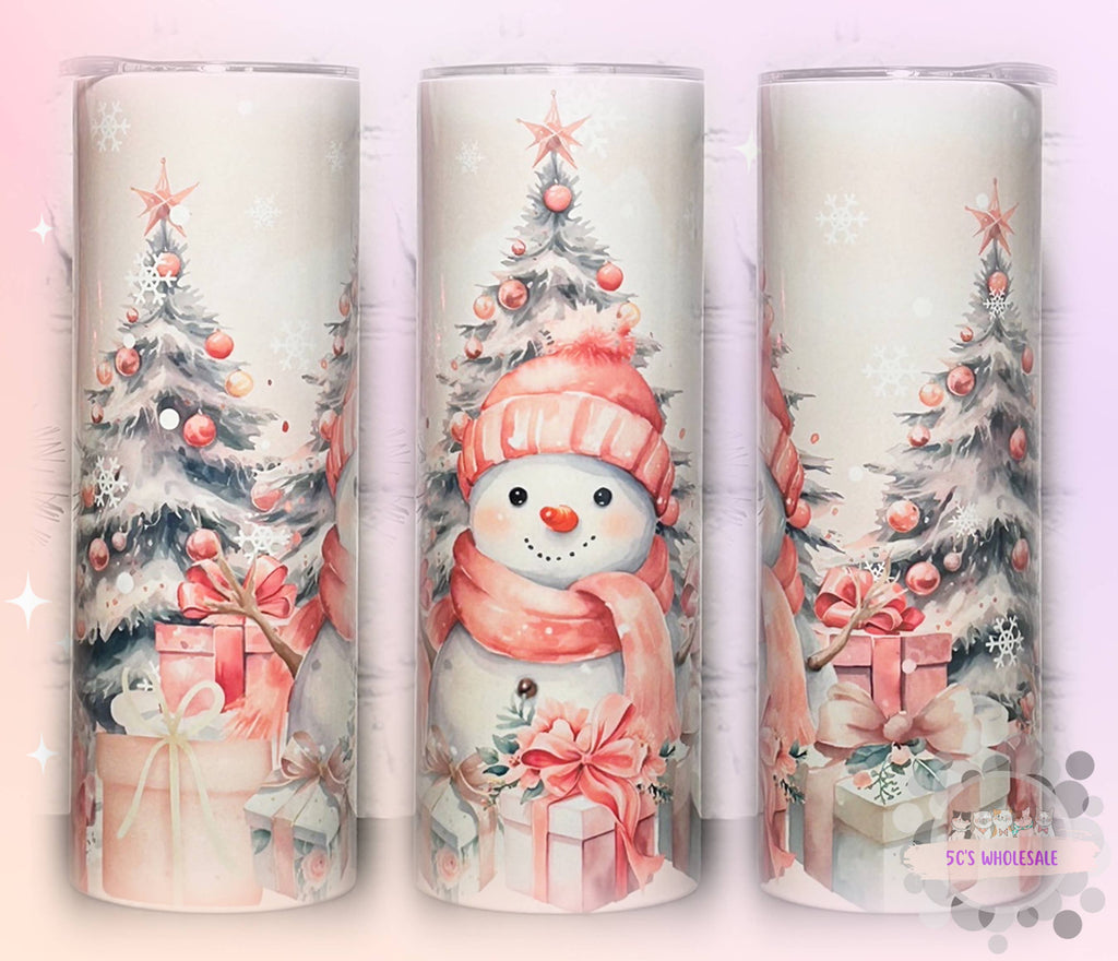 Pink Snowman Tumbler