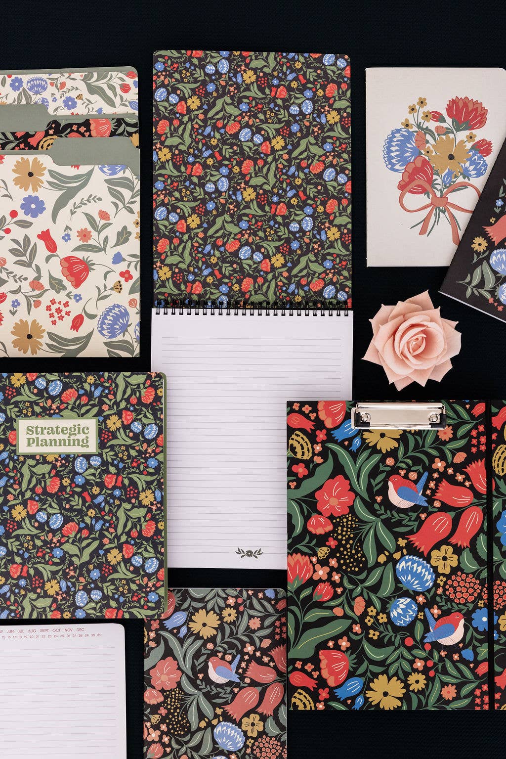 Large Top Spiral Notebook, Wanderlust Black