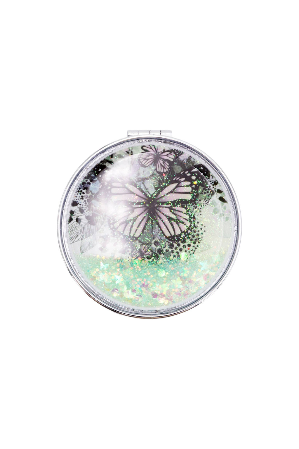 Butterfly Liquid Glitter Circular Compact Mirror