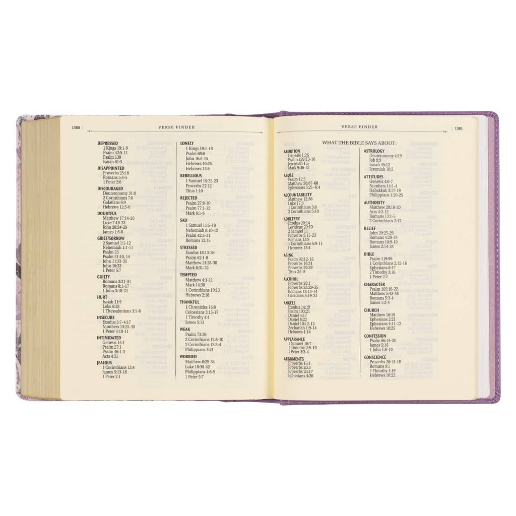 KJV Note-taking Bible Faux Leather HC, Purple Floral Printed