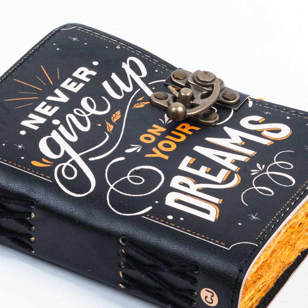Leather Journal With Quotes Notebook Diary Never Give Up