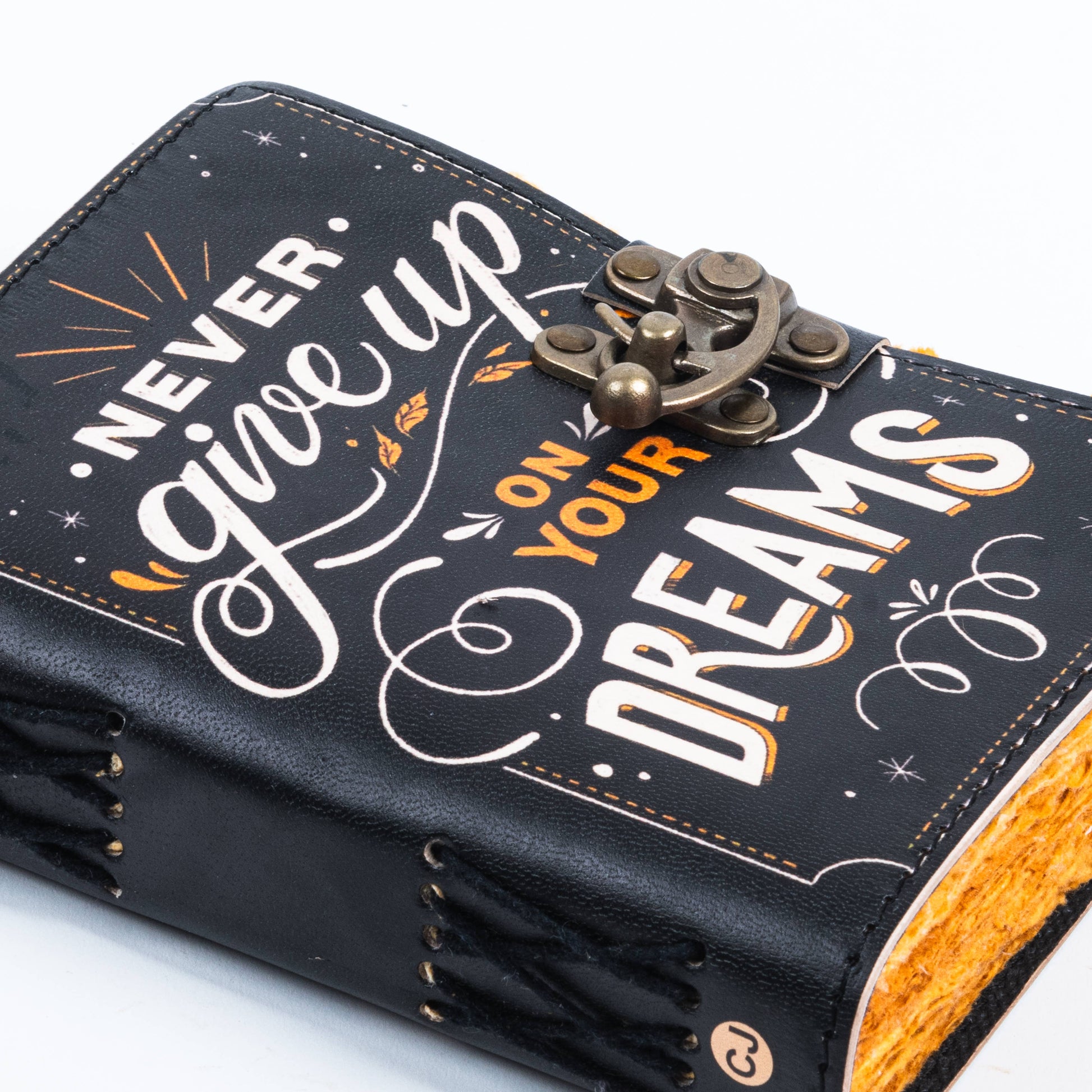 Leather Journal With Quotes Notebook Diary Never Give Up