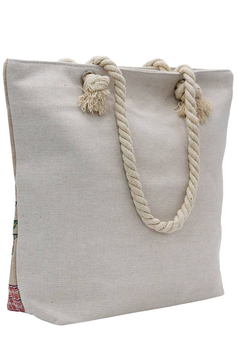 Butterfly Floral Mandala Tapestry Rope Handle Canvas Tote