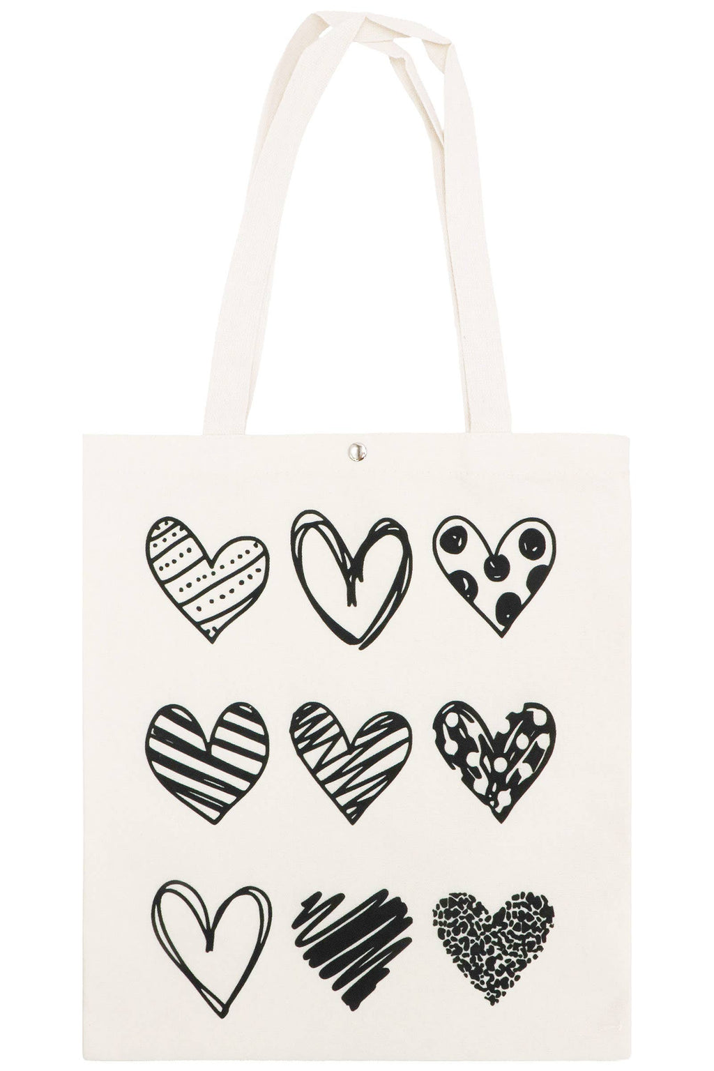 Variety Heart Snap Button Tall Canvas Tote Bag