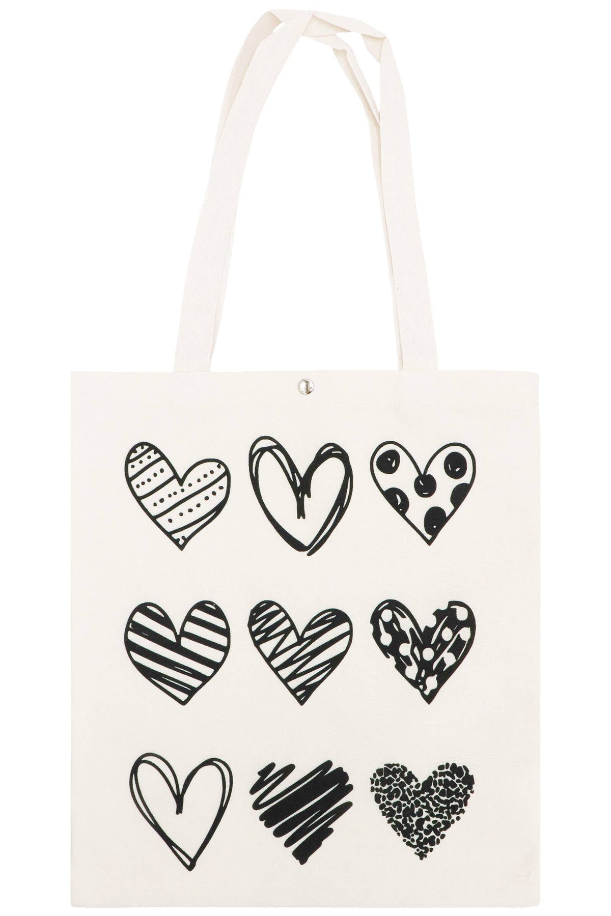 Variety Heart Snap Button Tall Canvas Tote Bag