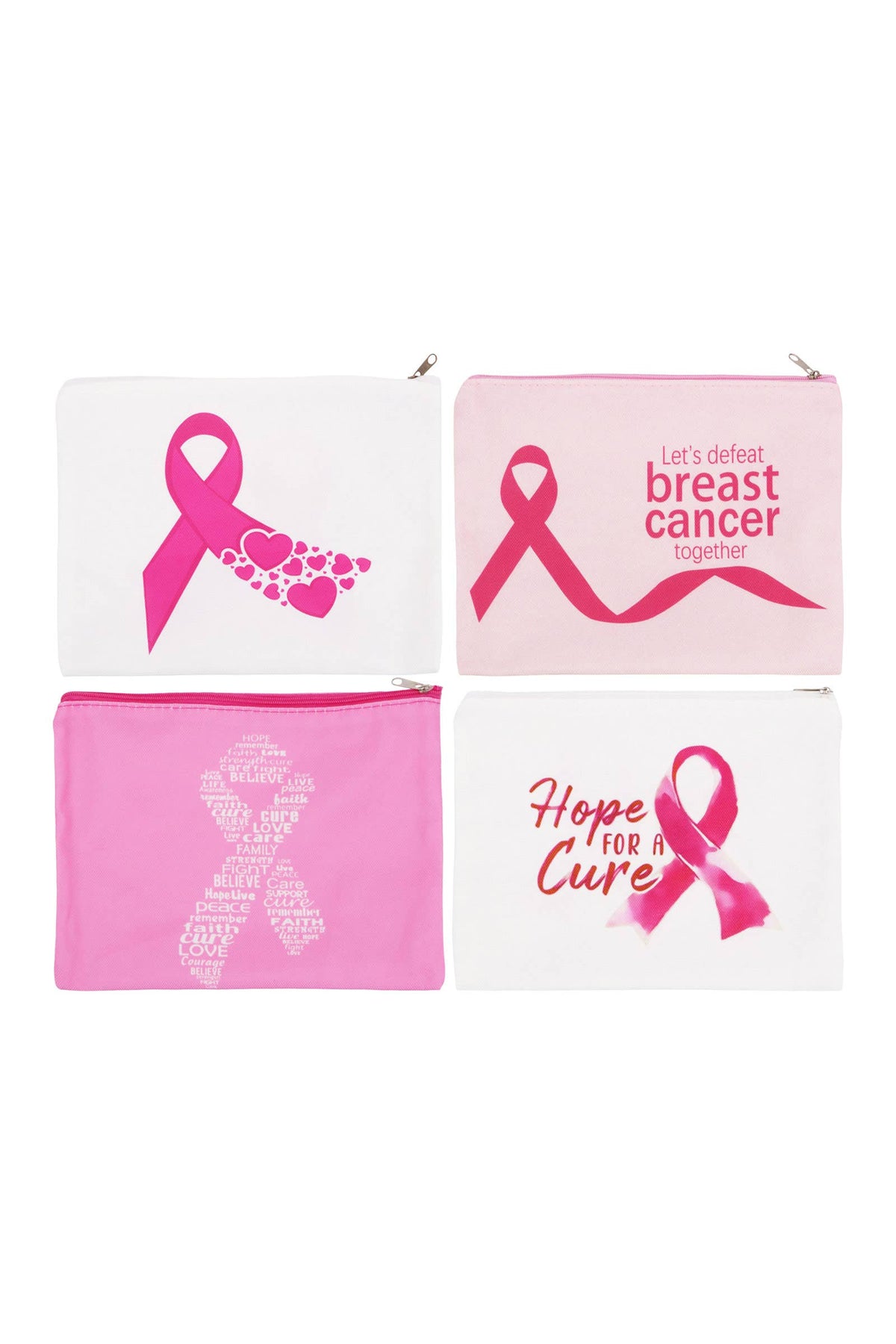 Breast Cancer Awareness Zipper Clutch Purse Bag