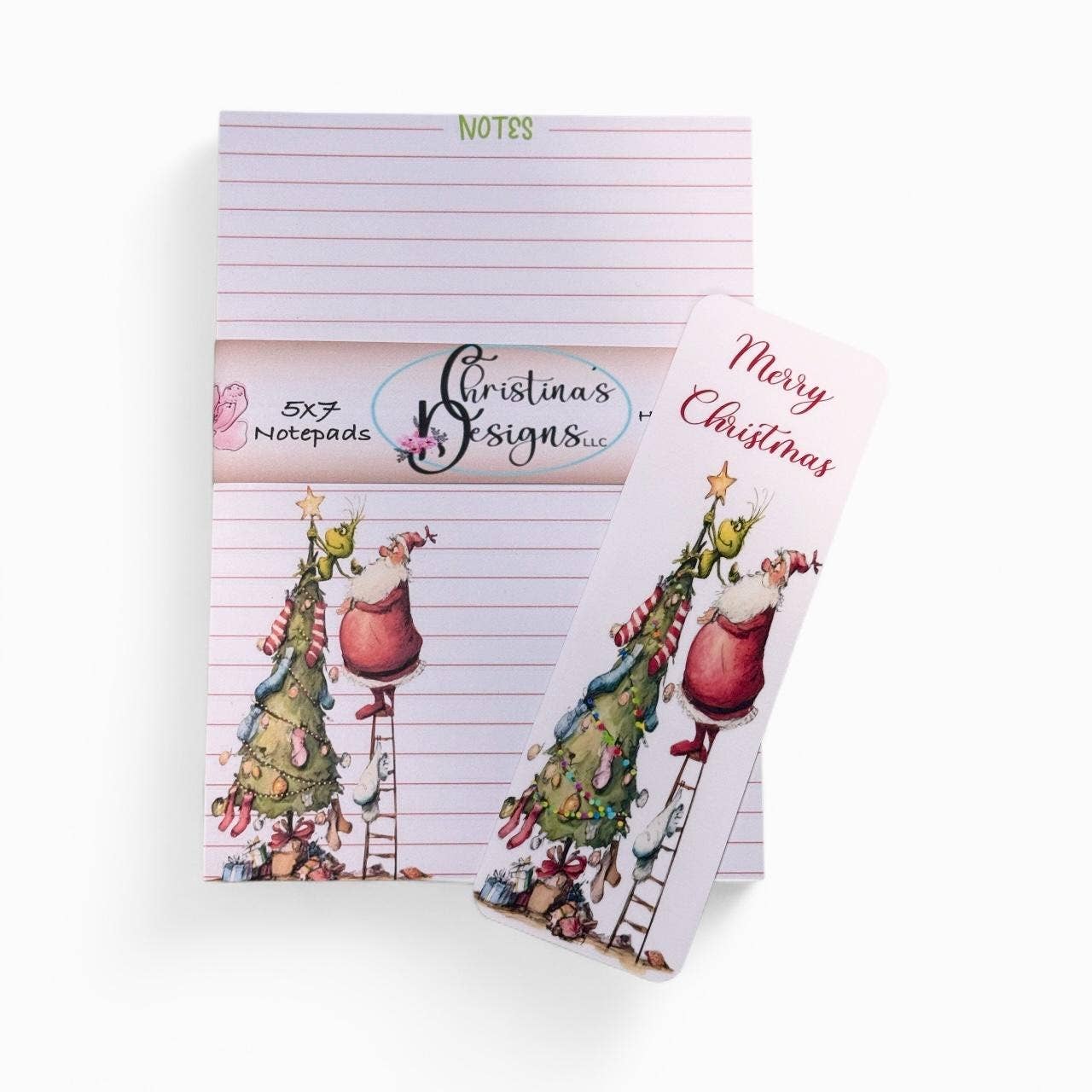 Santa  Grinch Tree  Notepads - Holiday Fun  Festive Gifts