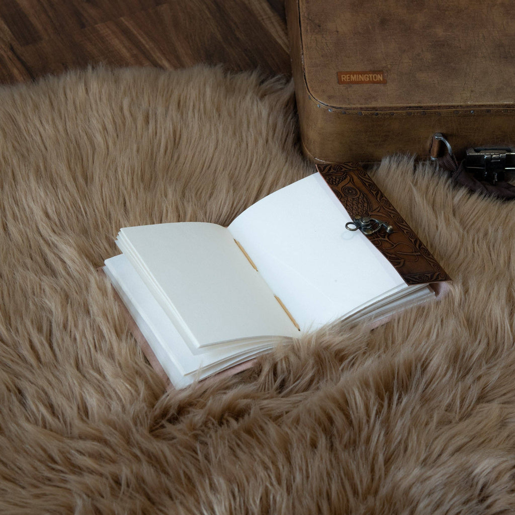 Owl Embossed Leather Journal (Handmade)