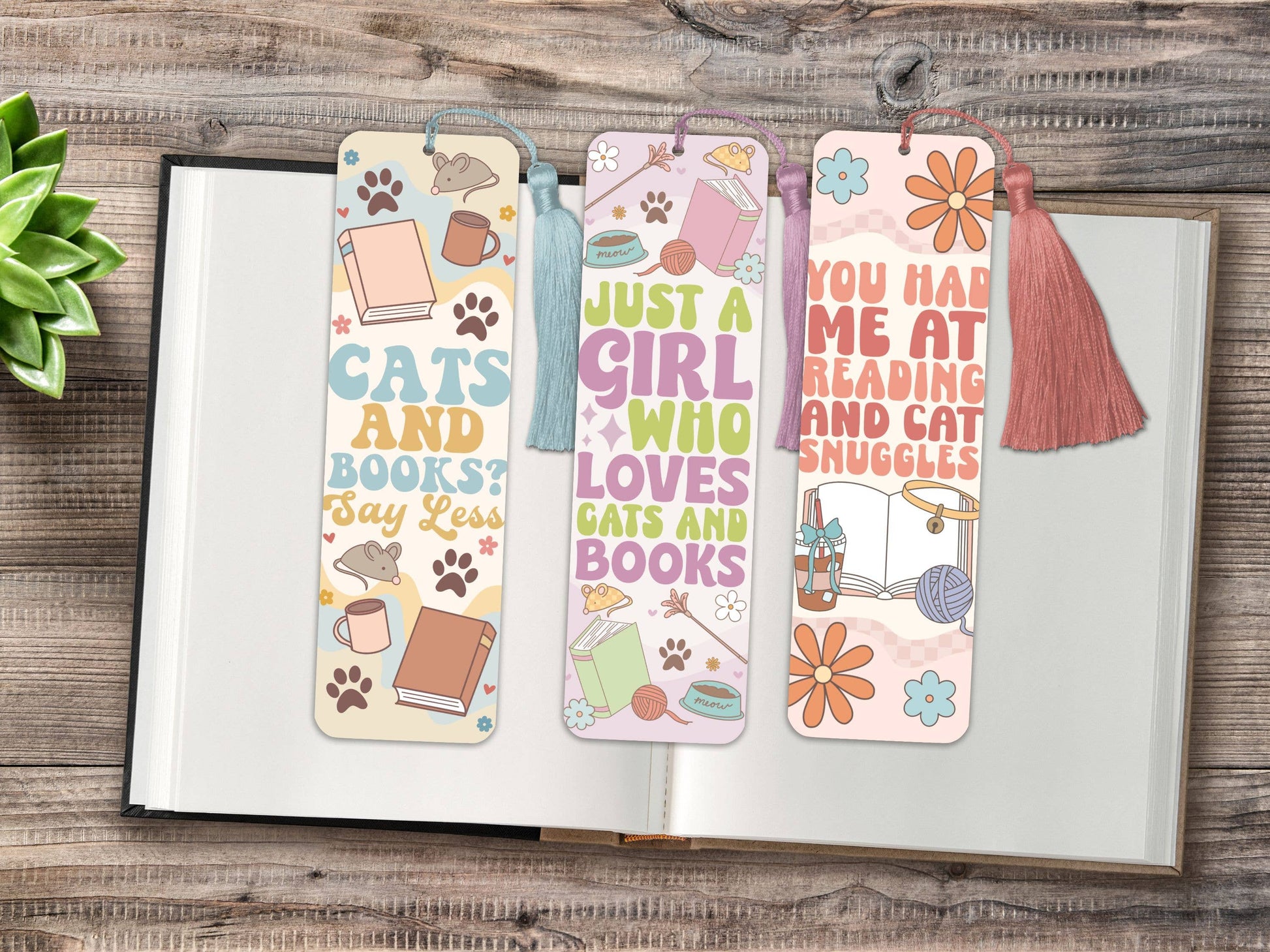 Cats & Books Metal Bookmarks