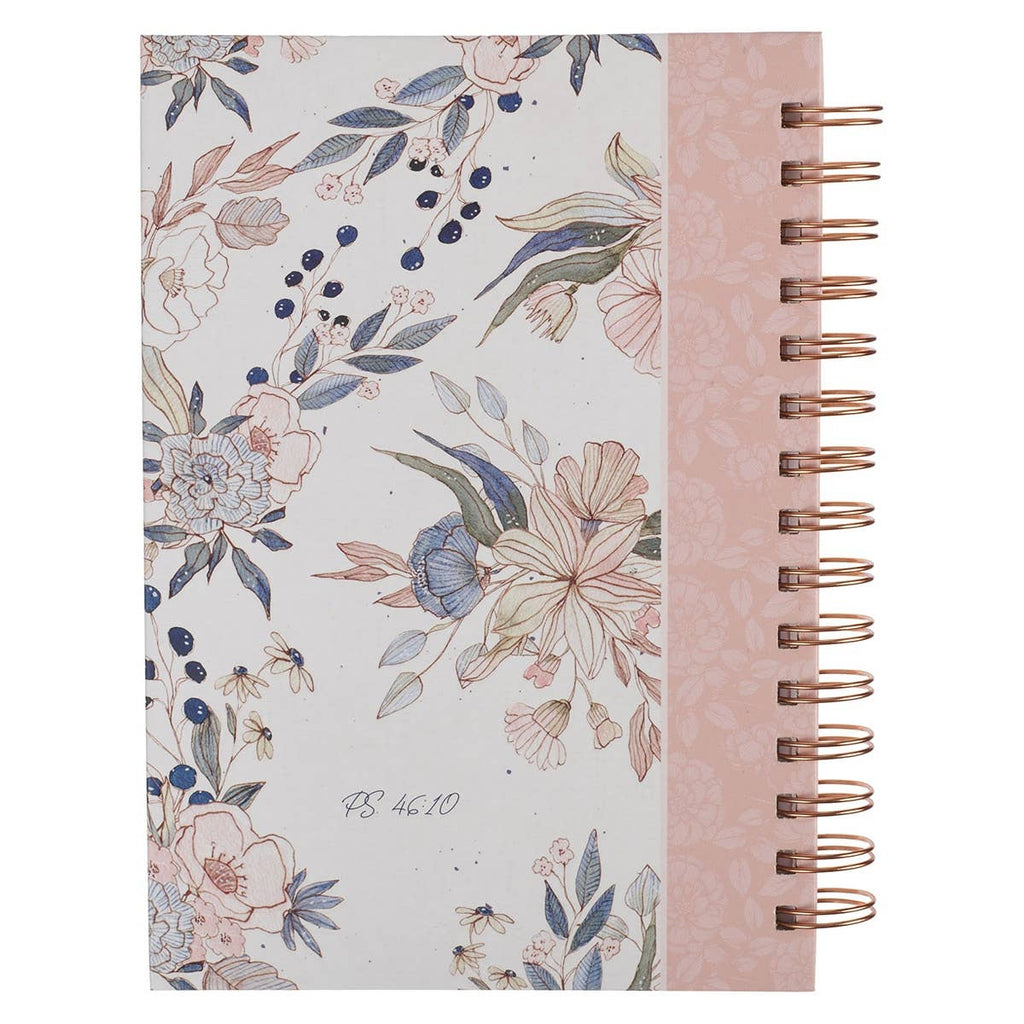 Journal Wirebound Pink Blue Floral Be Still Ps. 46:10
