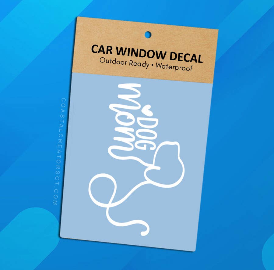 "Dog Mom" White Vinyl Window Decal (Packaged)