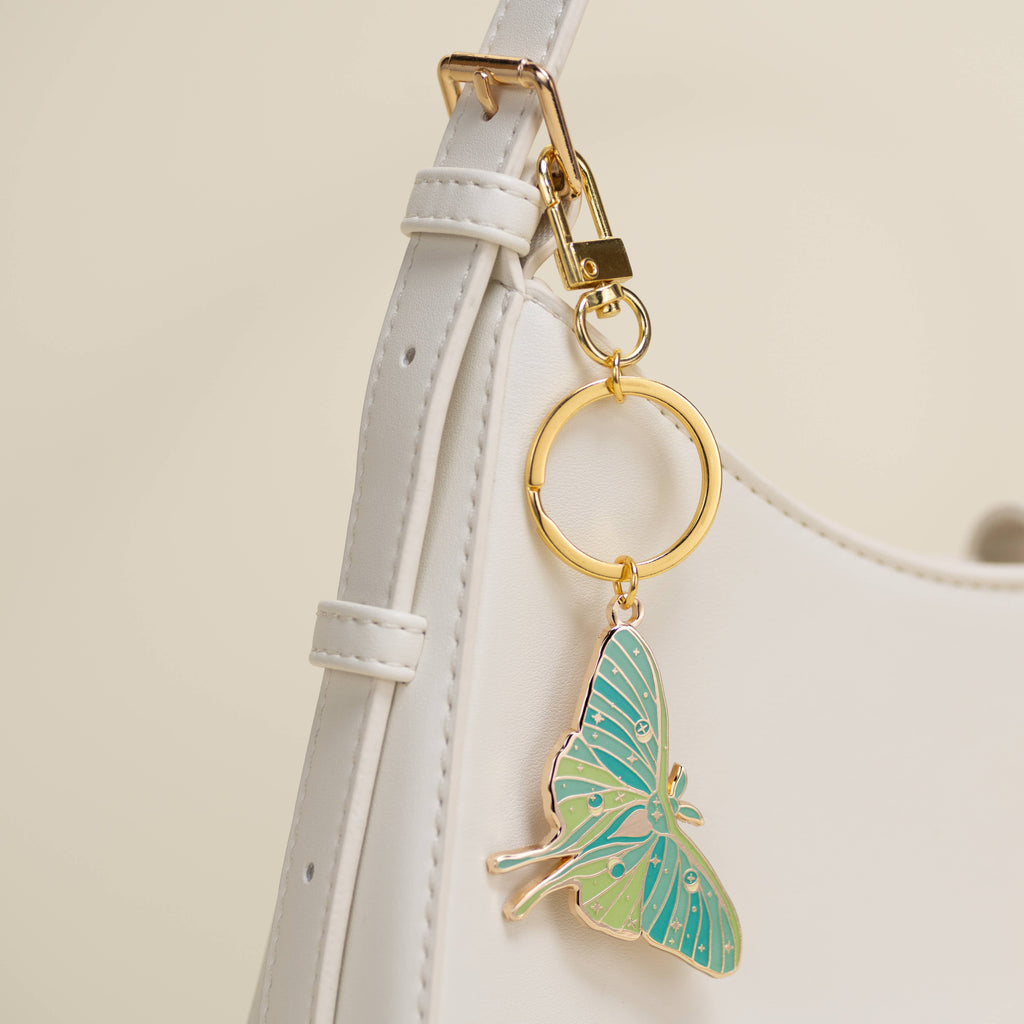 Luna Moth Keychain Charm Glow in the Dark! Stocking Stuffer