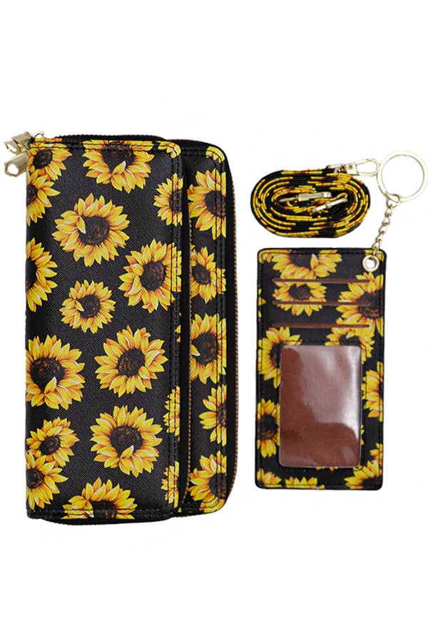 Sunflower Continental Wallet Crossbody Bag with Card Holder