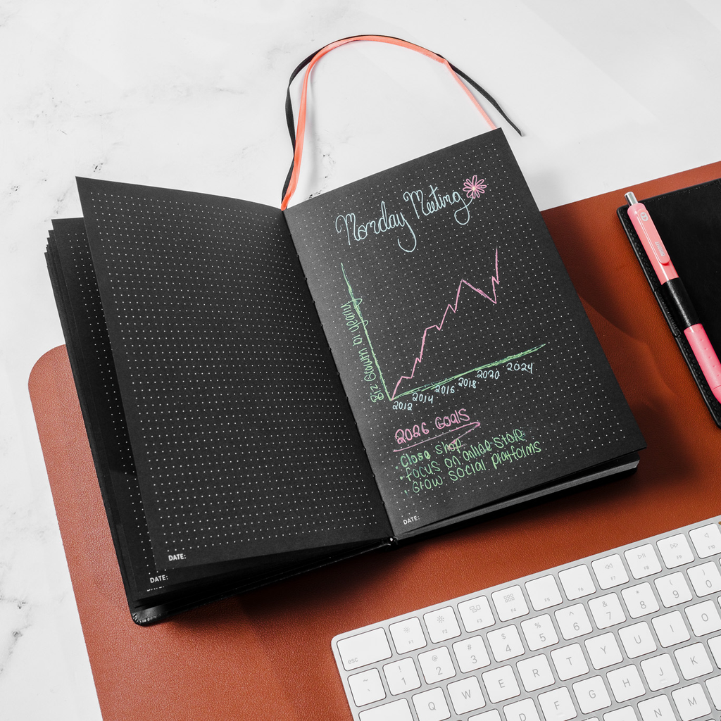 Pitch Black Dotted Journal | All Black Paper Notebook