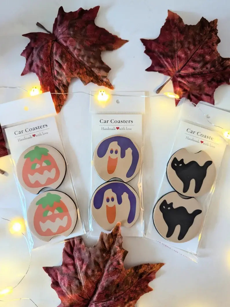 Halloween Sugar Cookie Car Coasters