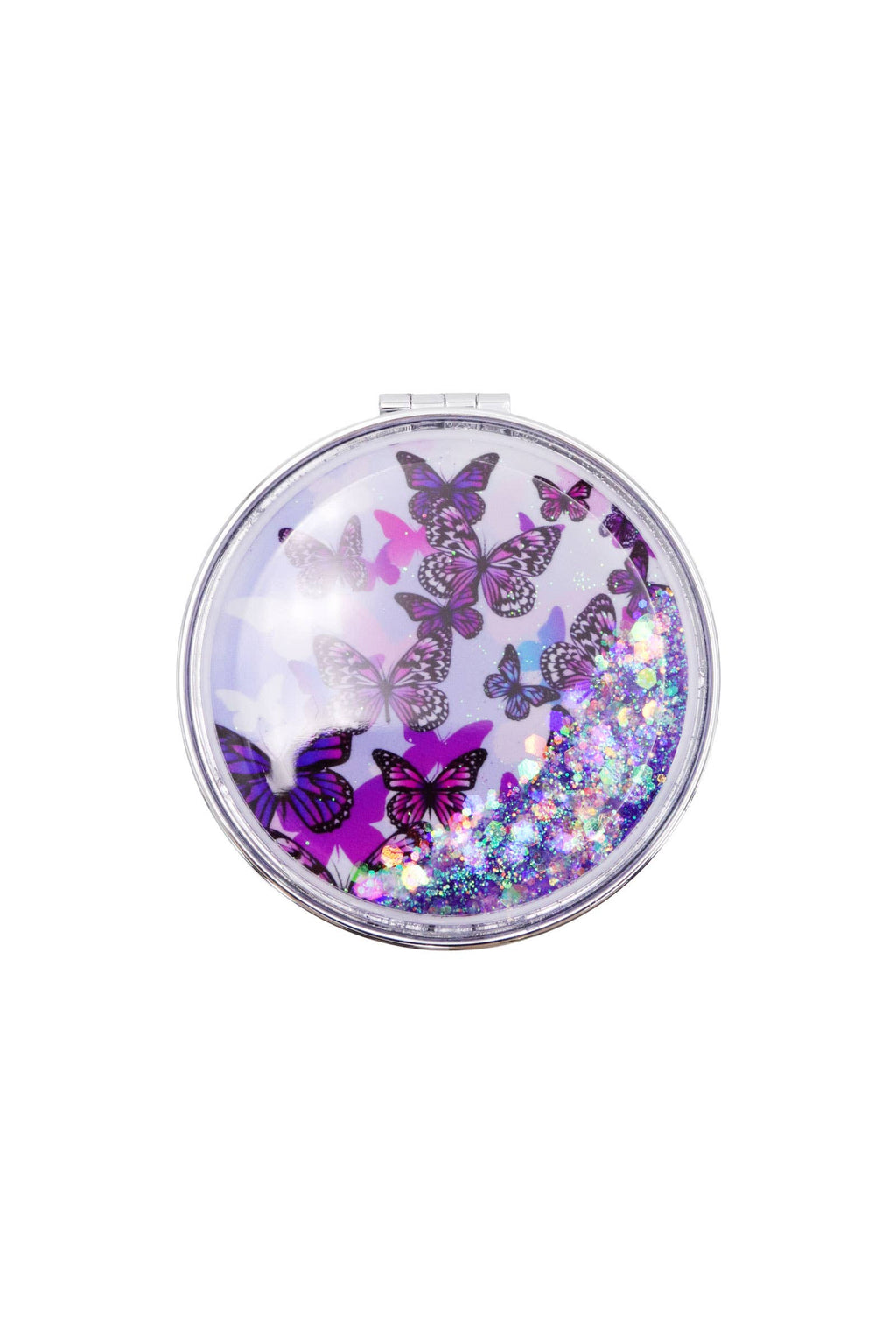 Butterfly Liquid Glitter Circular Compact Mirror