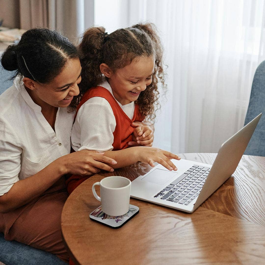 Pretty Floral Stack Of Books Illustration, Soft Coaster