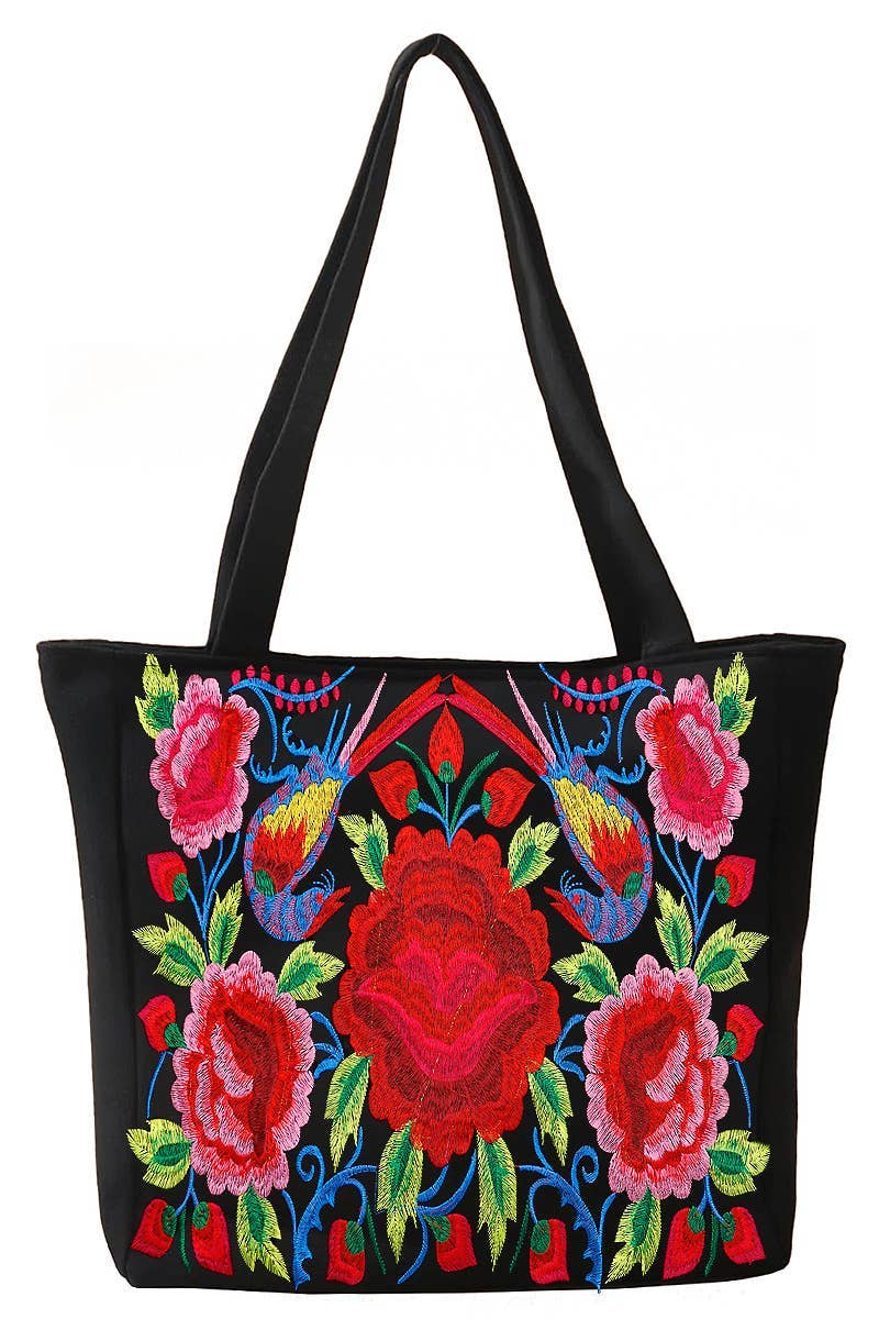 Huipil Floral Embroidered Tote