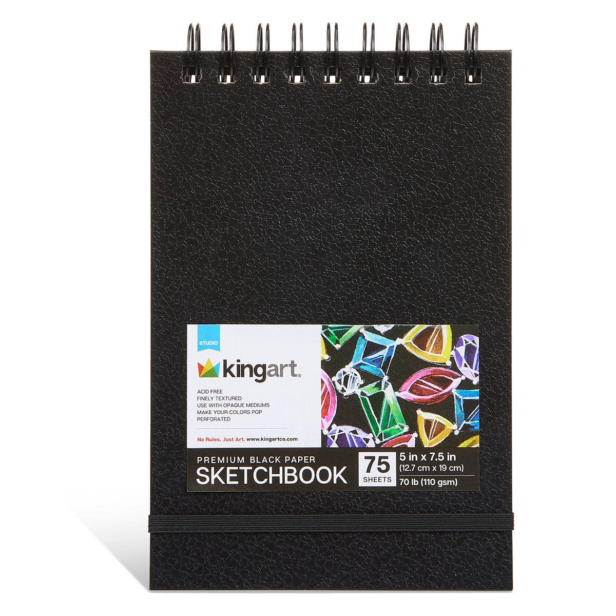 Black Drawing Paper - Top Spiral - 5” x 7.5” - 75 Sheets