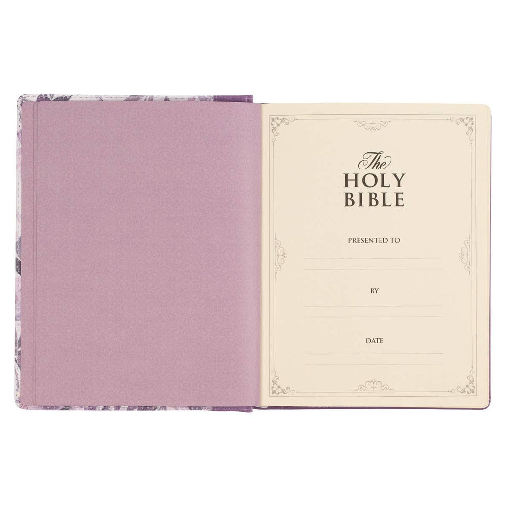 KJV Note-taking Bible Faux Leather HC, Purple Floral Printed