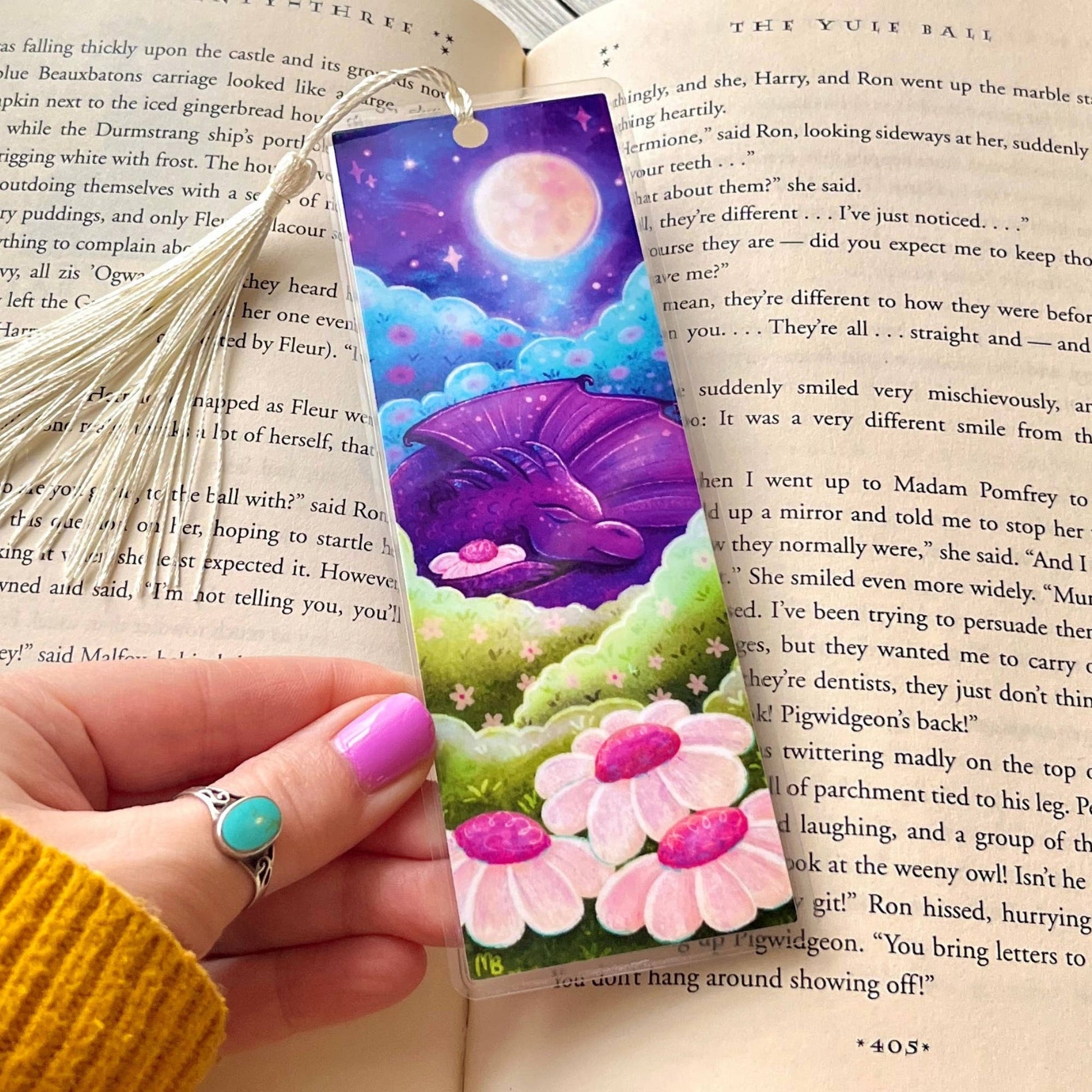 Wildflower Dragon Bookmark | Laminated + Optional Tassel