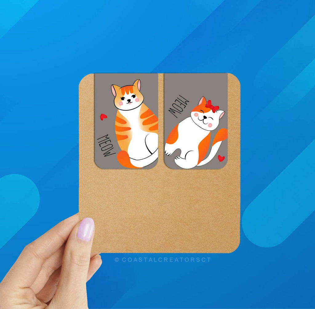 2-Pack Oriental Asian Cats Magnetic Bookmarks (Packaged)