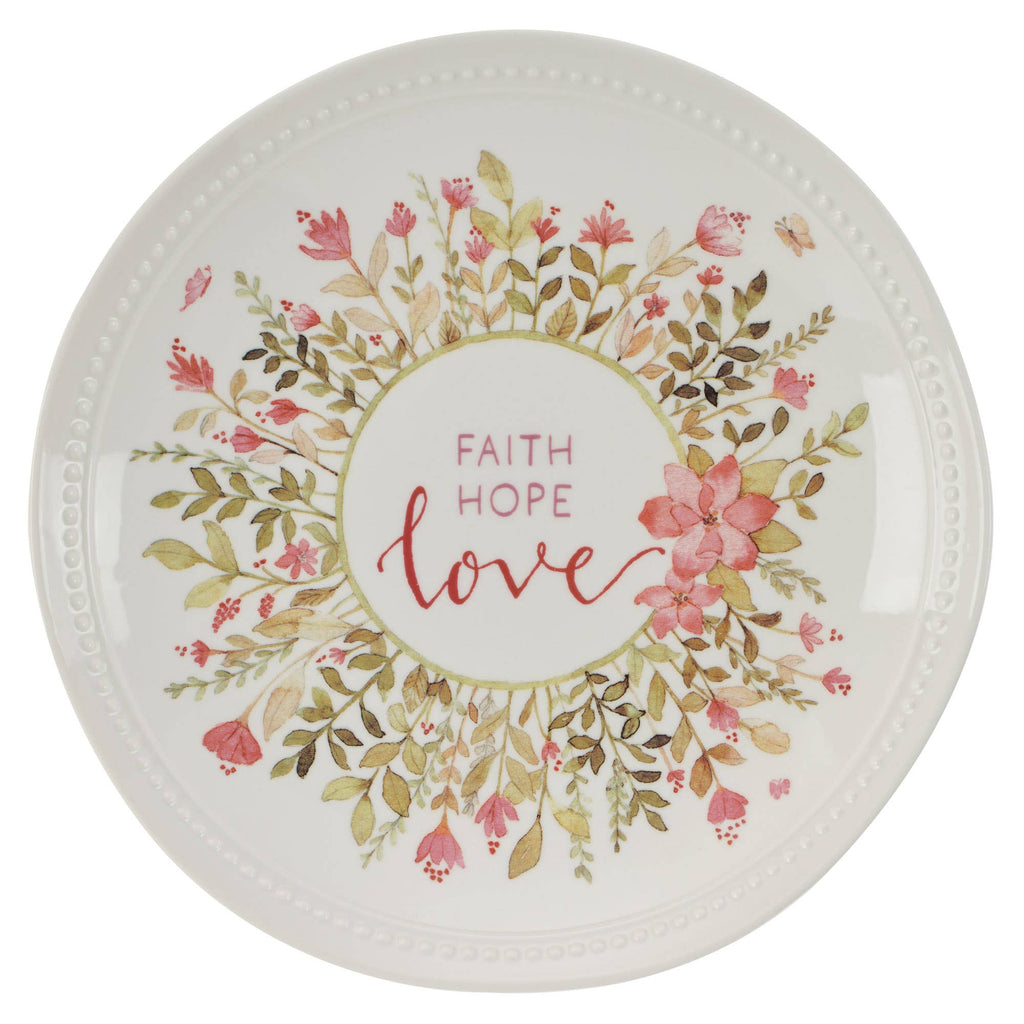 Plate Pink Faith Hope Love Floral