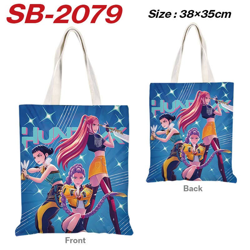 Kpop Demon Hunters full printing canvas shoulder tote bag