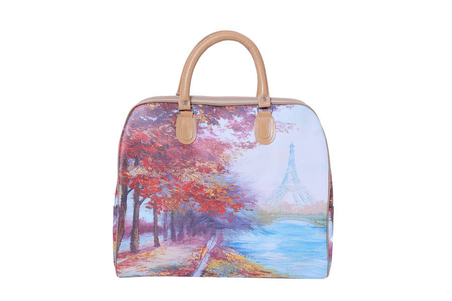 Lake Front Paris Print Duffle Bag Weekender Bag Travel Bag