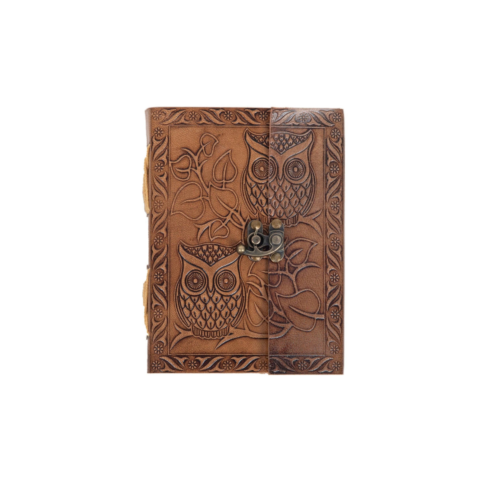 Owl Embossed Leather Journal (Handmade)