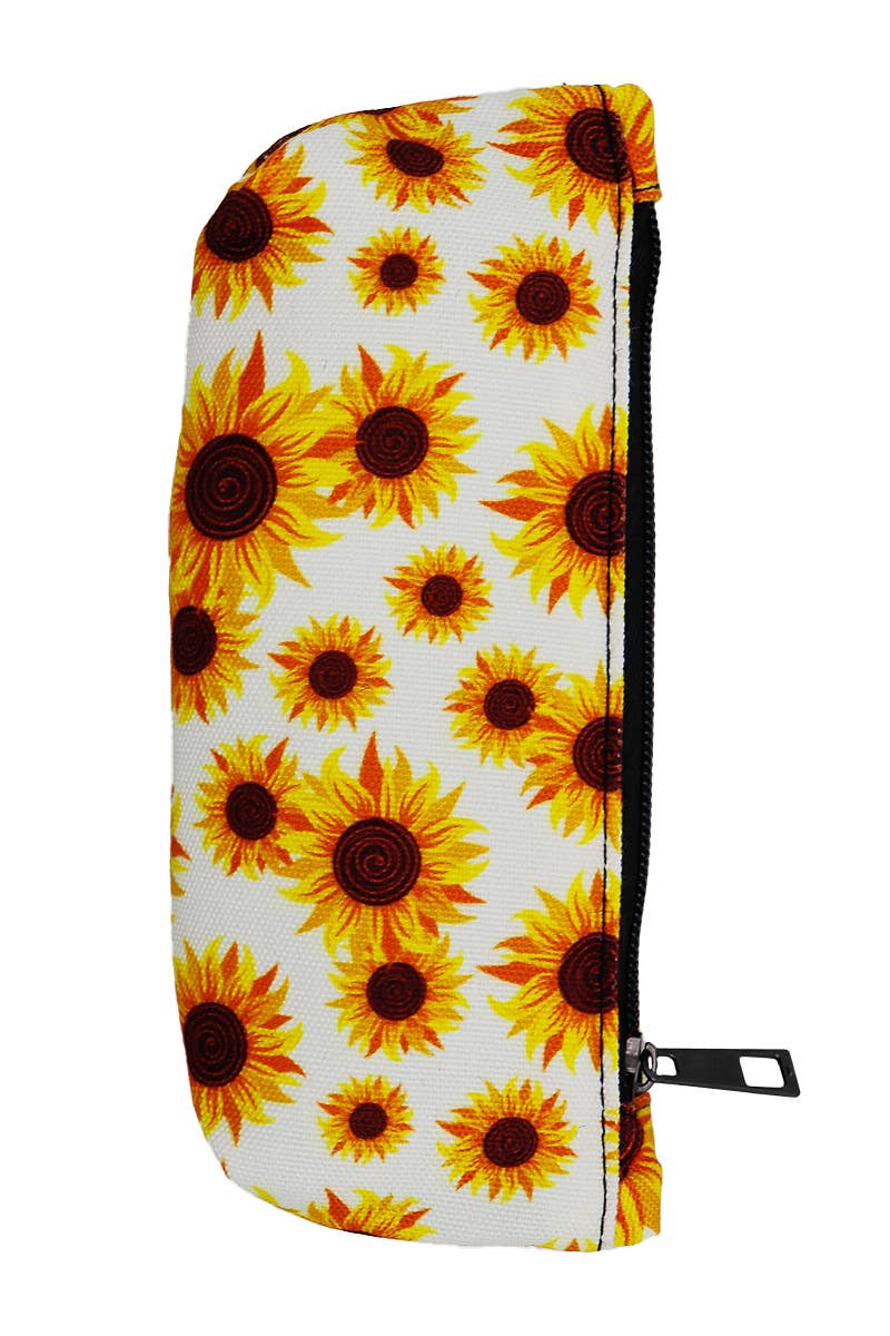 Sunflower Petal Floral Print Canvas Pencil Pouch
