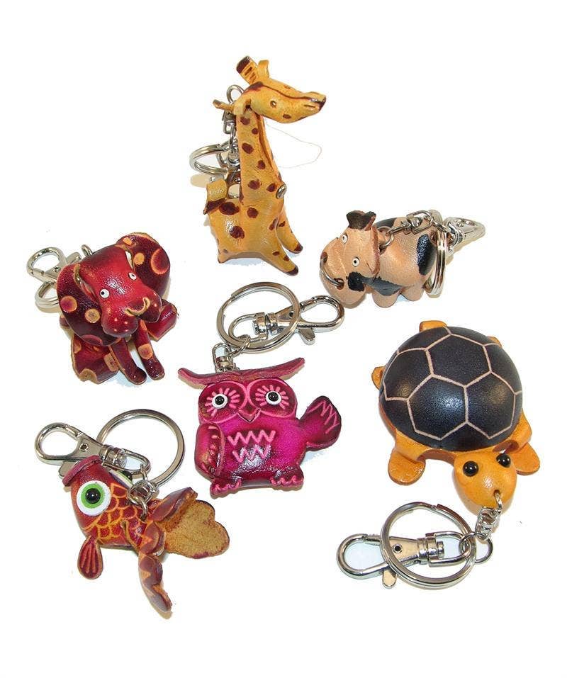 Assorted handmade leather KeyChains - Animals