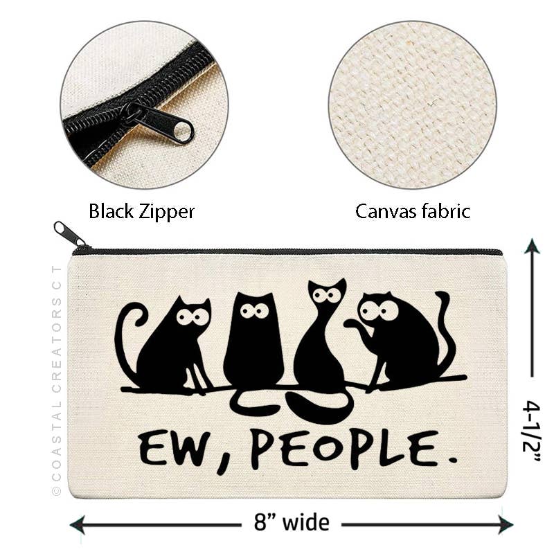Cat Ew People Multi-Purpose Canvas Zipper Pouch
