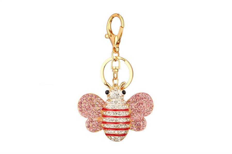 Ladies Rhinestone Bumble Bee Key Chain