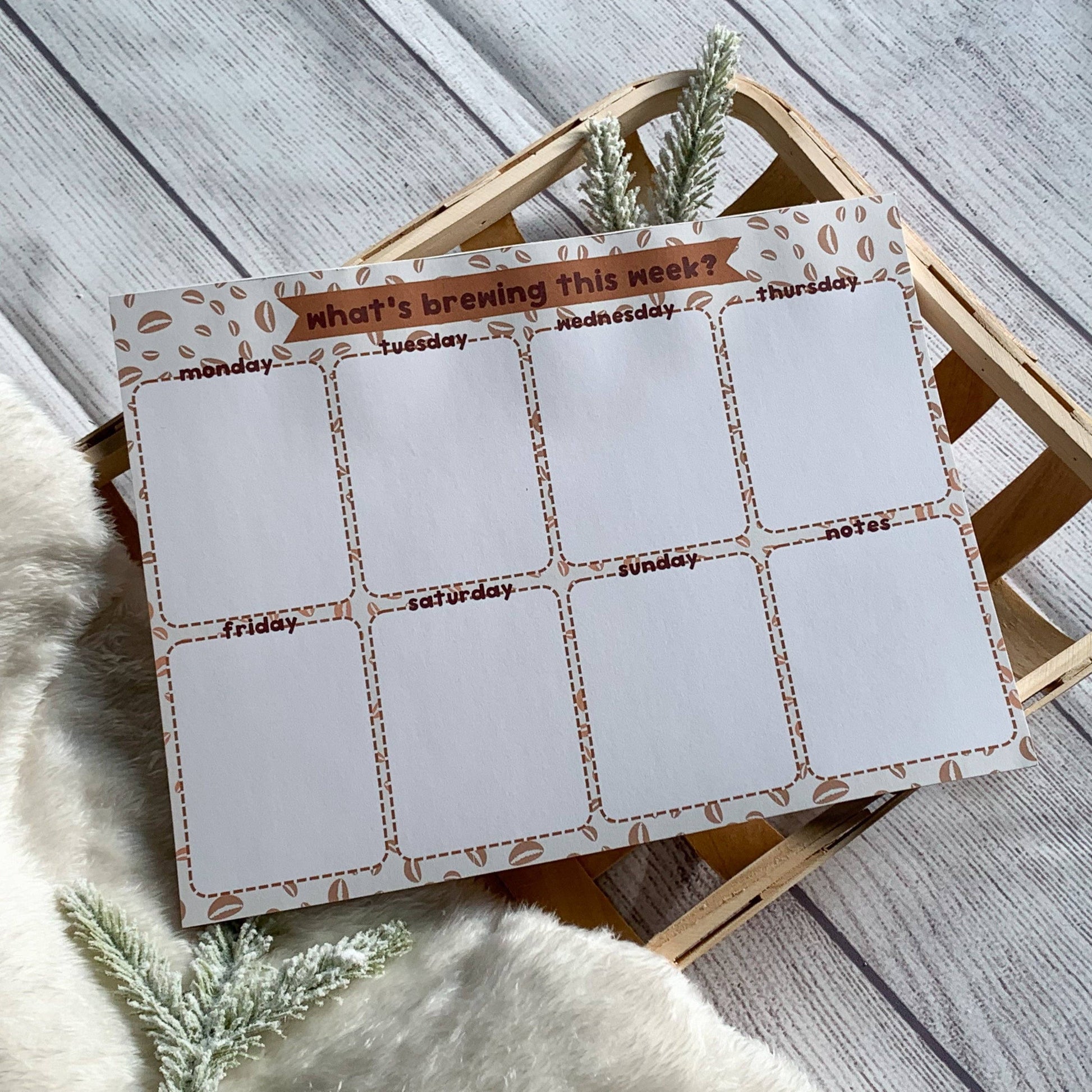 Coffee Weekly Planner Large Notepad