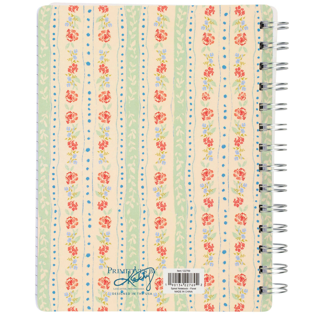 Floral Stripe Spiral Notebook