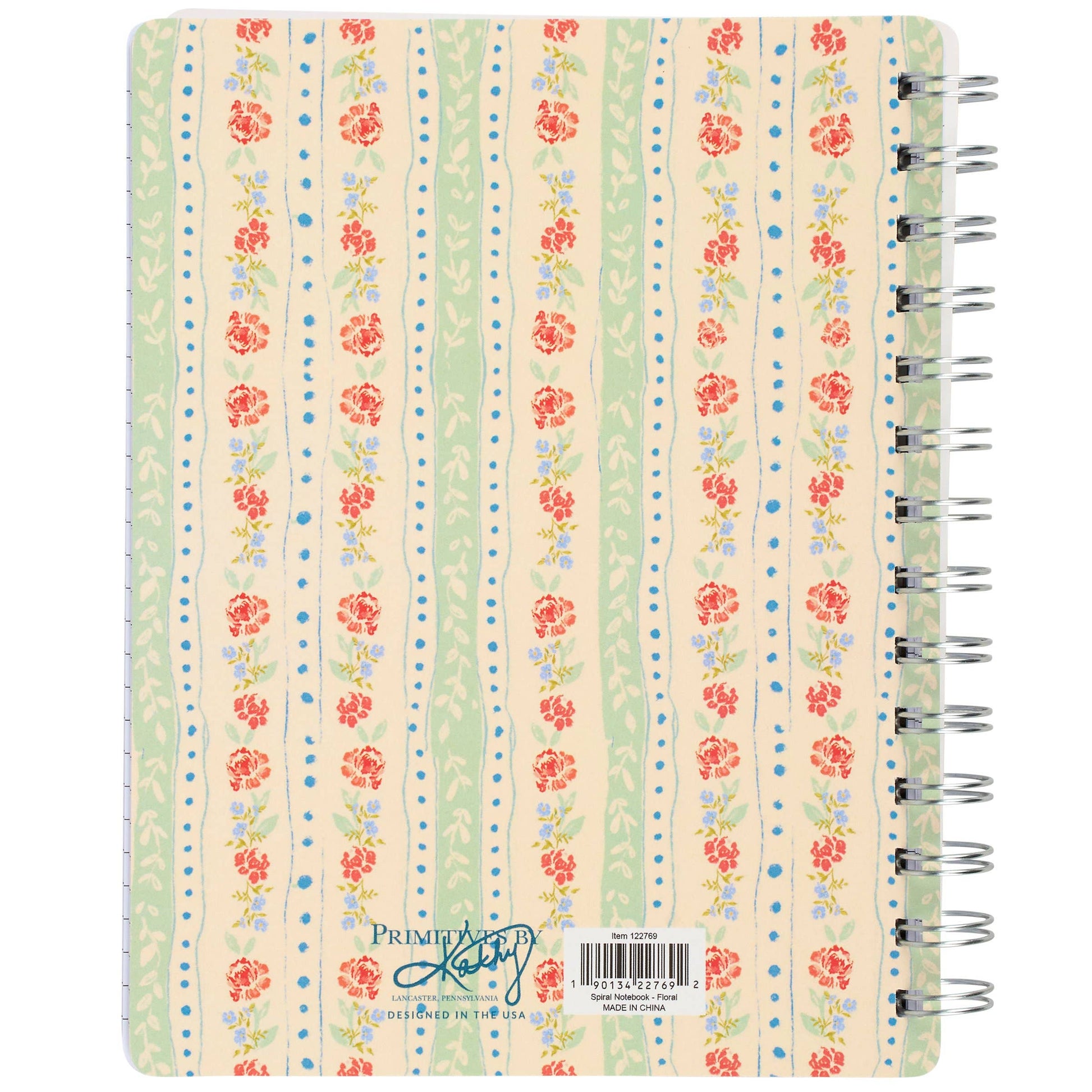 Floral Stripe Spiral Notebook