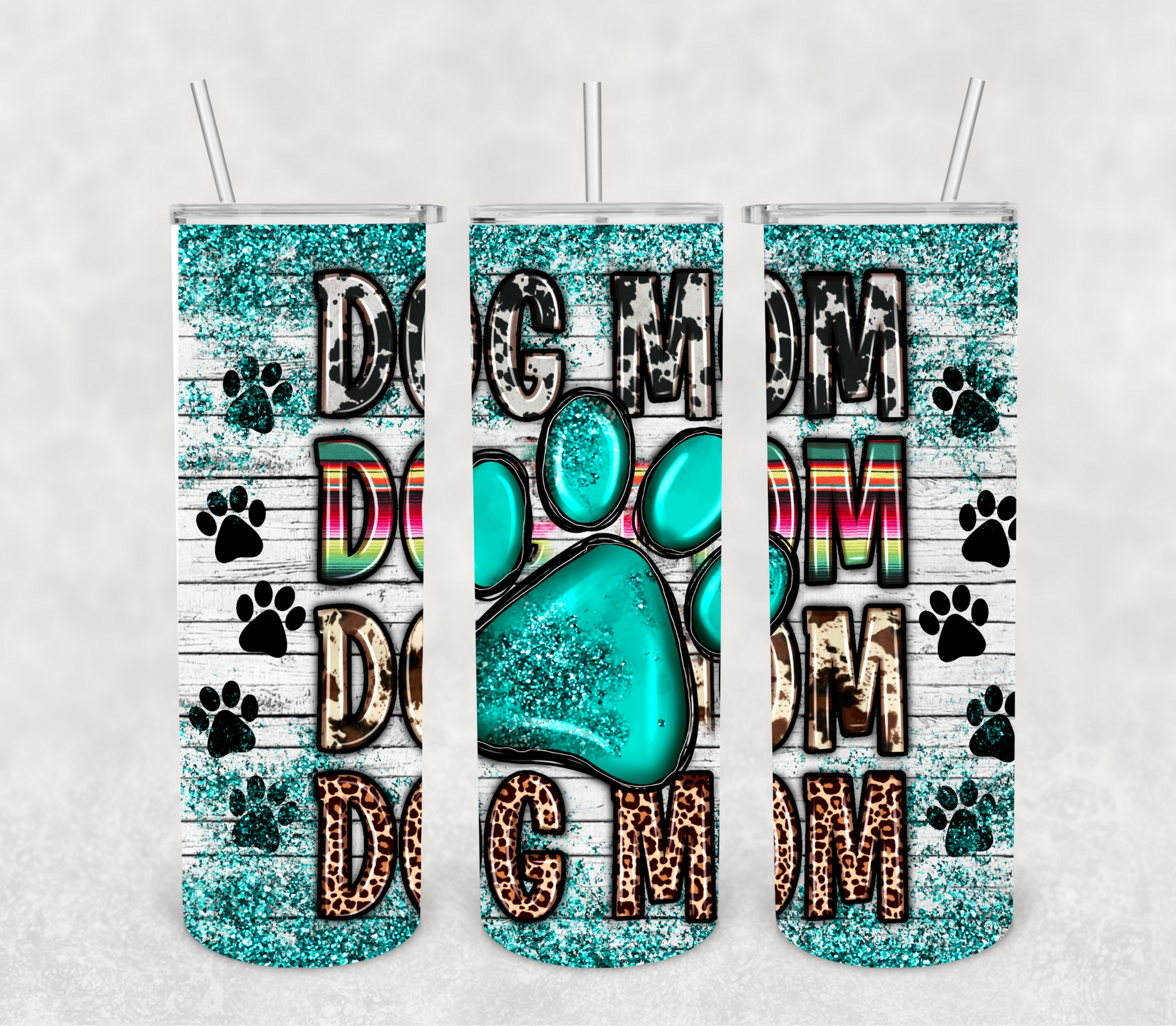 Dog Mom Turquoise Tumbler