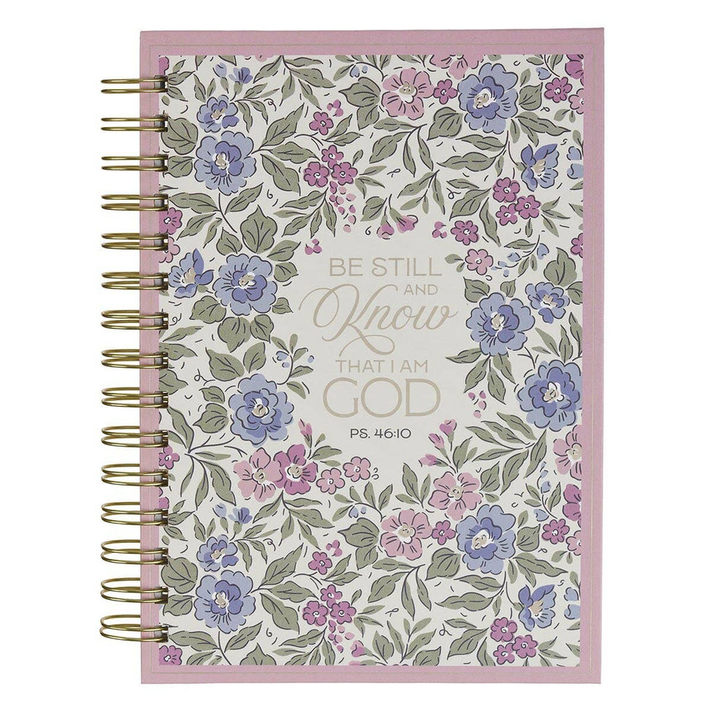 Journal Spiral Purple Floral Be Still and Know Ps. 46:10