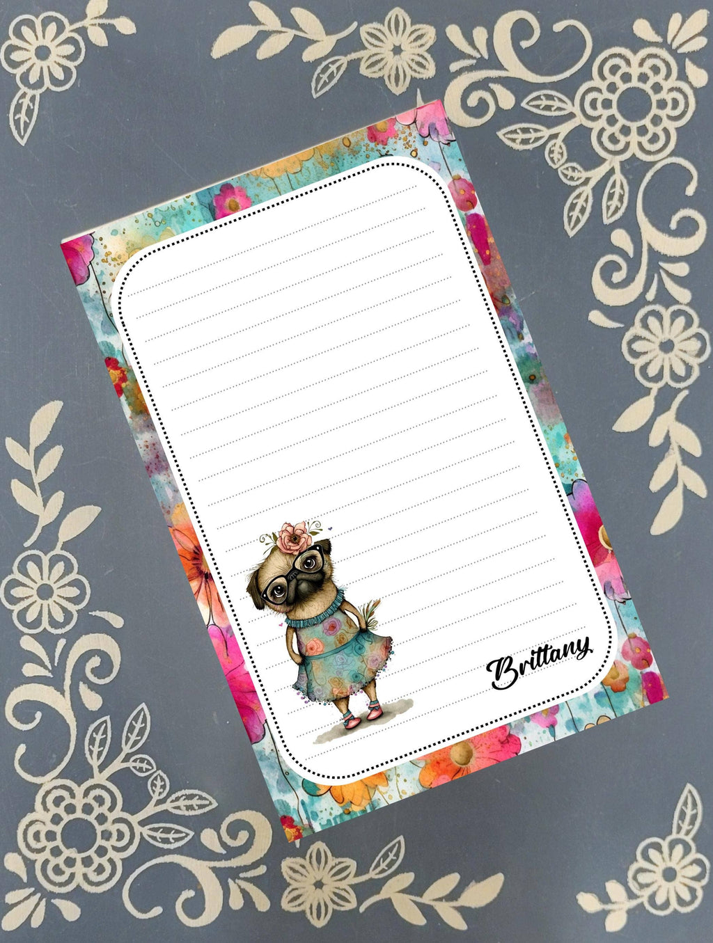 Notepad Pug in a Dress, Stationery