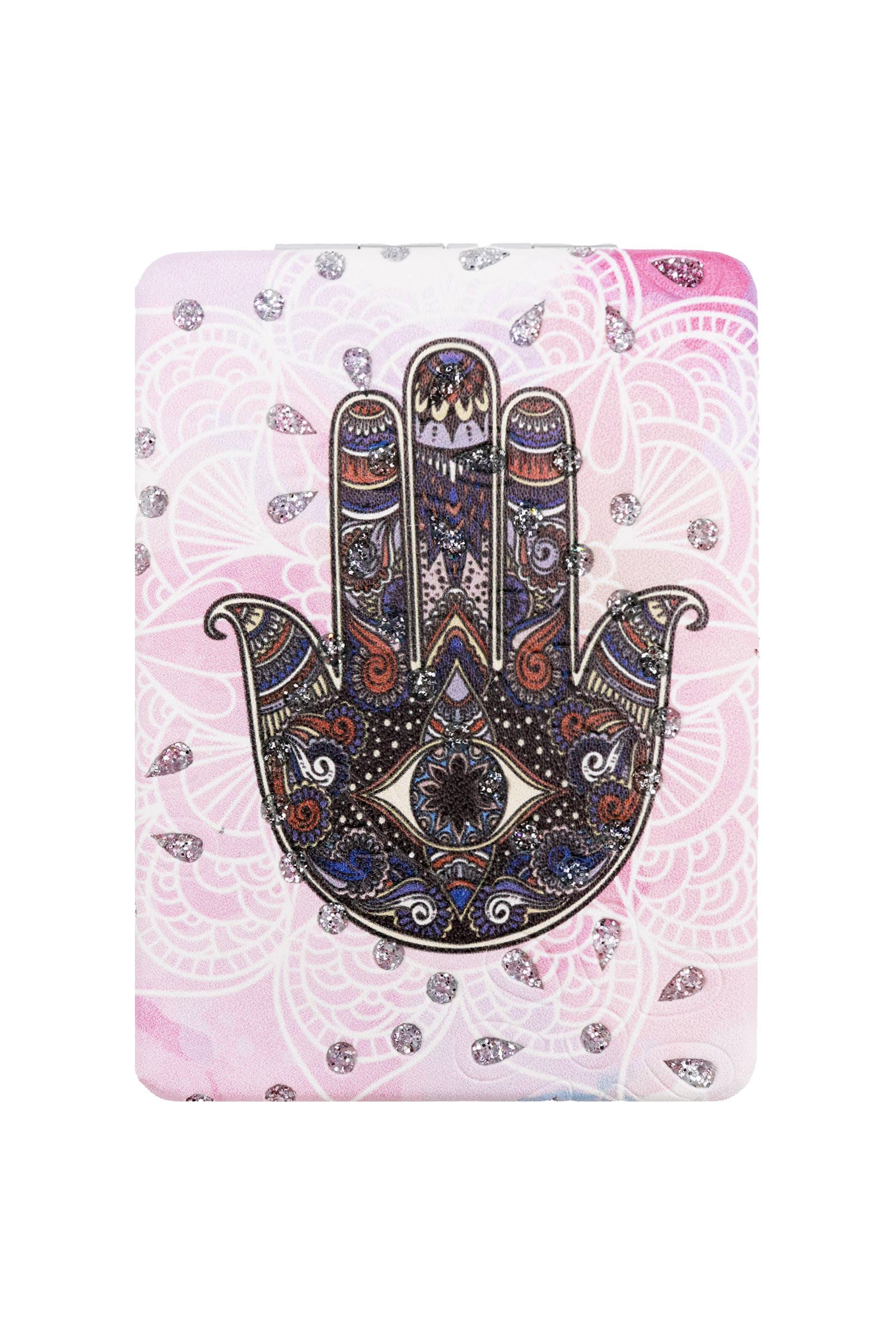 Hamsa Hand Glitter Compact Mirror - 12 Pc
